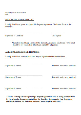 Buyout Agreement Disclosure Form
