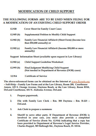 Child Support Modification Template