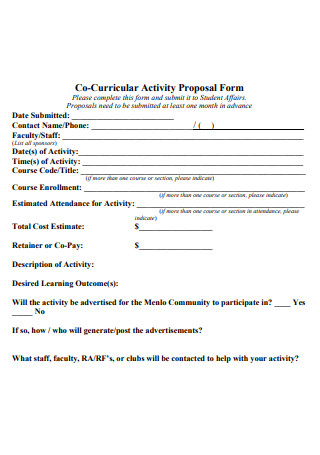 Co Curricular Activity Proposal Form