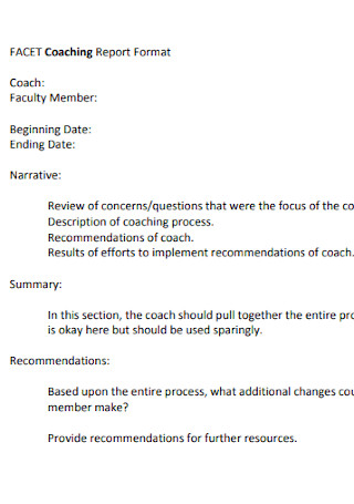 Coaching Report Format