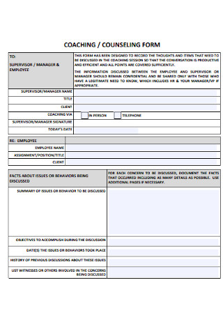 Coaching and Counseling Form