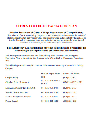 College Evacuation Plan