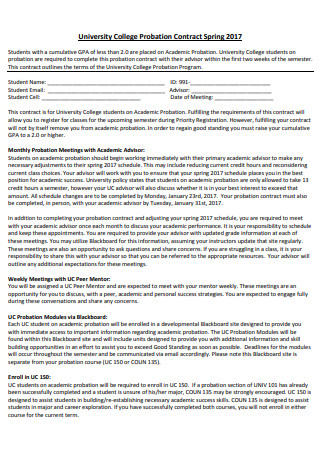 College Probation Contract