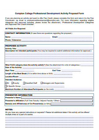 College Professional Development Activity Proposal Form