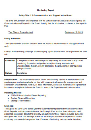 Communication Monitoring Report