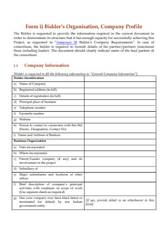 Company Organisation Profile