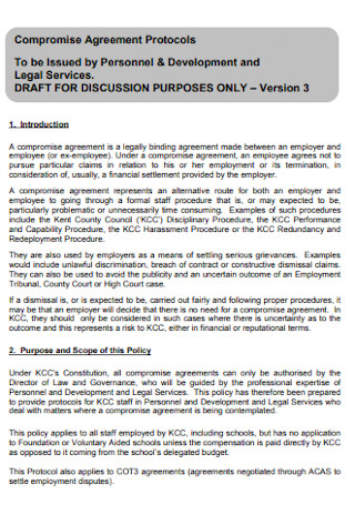 Compromise Agreement Protocols Template