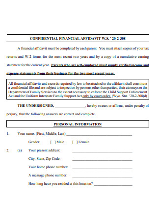 Confidential Financial Affidavit