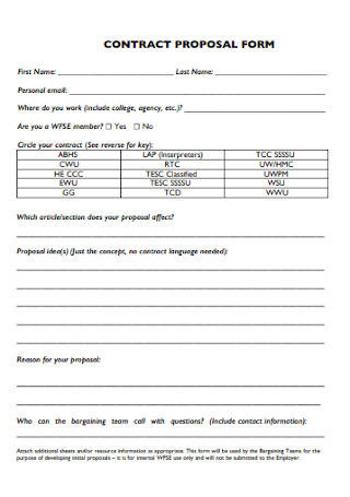 Contract Proposal Form