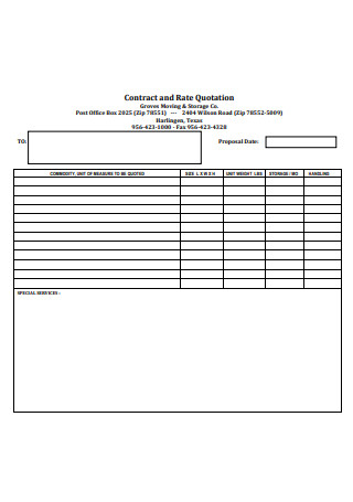 Contract and Rate Quotation