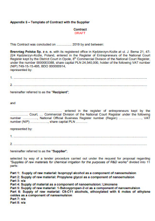 Contract with the Supplier Template