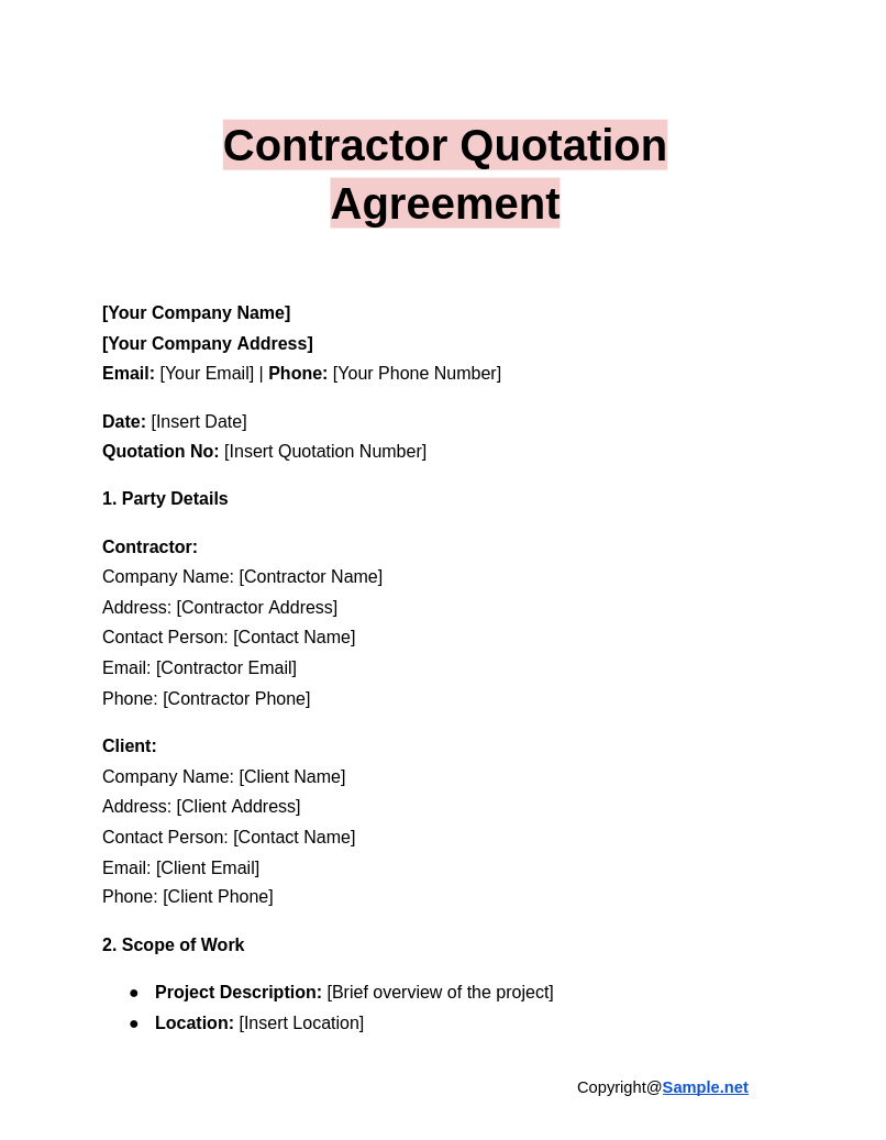 Contractor Quotation Agreement Google Docs 12 20 2024 04 23 PM