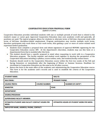 Cooperative Education Proposal Form