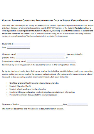 Counseling Appiontment Consent Form