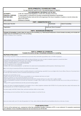 Counseling Development Form