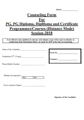 Counseling Form for PG