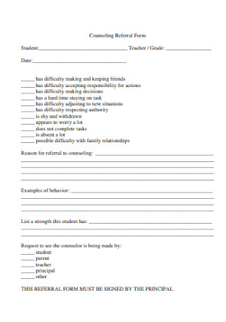 Counseling Referral Form 