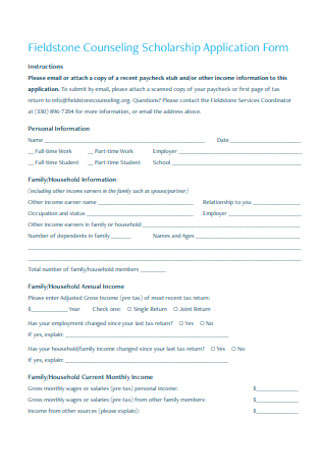 Counseling Scholarship Application Form