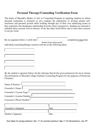 Counseling Verification Form
