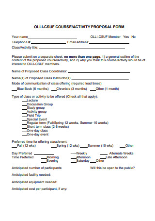 Course Activity Proposal Form