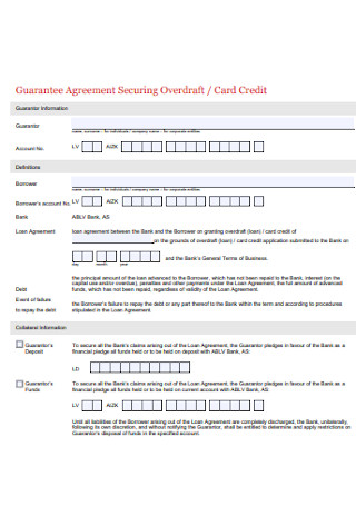 Credit Card Guarantee Agreement