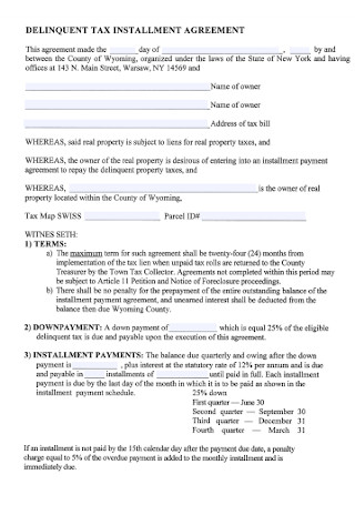 Delinquent Tax Installment Payment Agreement