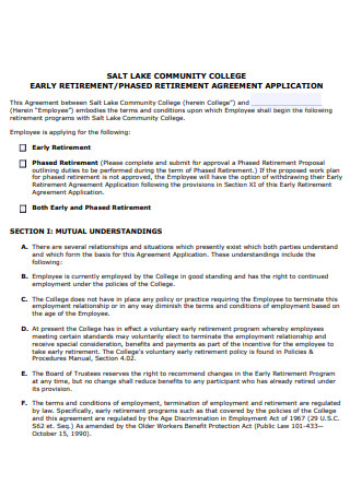 Early Retirement Agreement Application