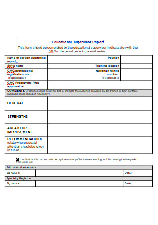 Educational Supervisor Report