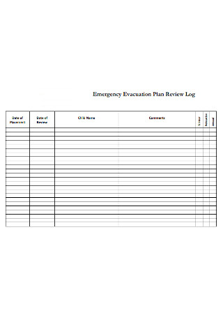 Emergency Evacuation Plan Review Log