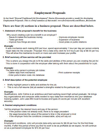 Employment Proposals Format