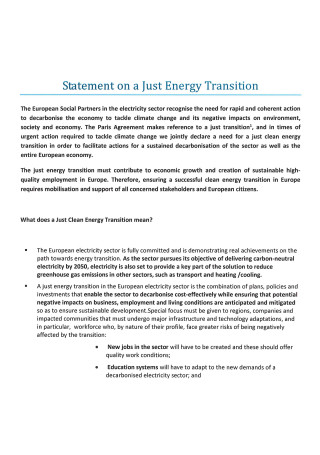 Energy Transition Statement