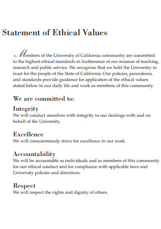 Ethical Values Statement
