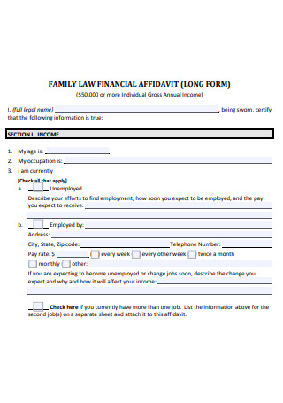 Family Law Financial Affidavit