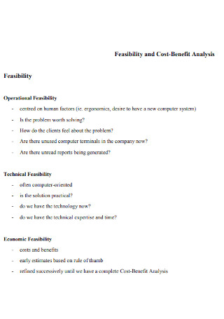 Feasibility and Cost Benefit Analysis