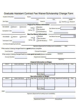 Fee Waiver Contract Scholarship Form