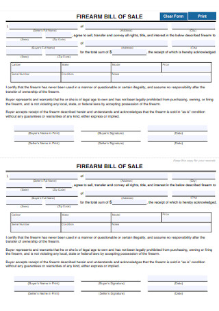 Firearm Bill of Sale Form
