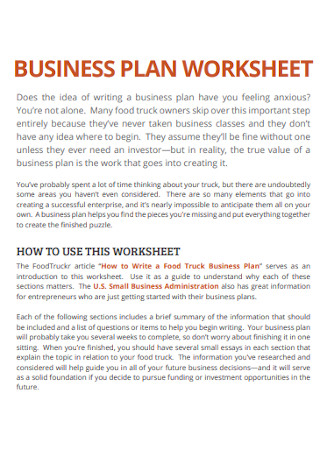 Food Business Plan Workbook