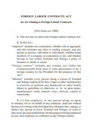 Foreign Labour Contract
