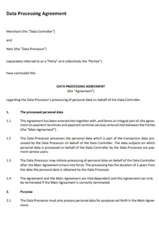 Formal Data Processing Agreement