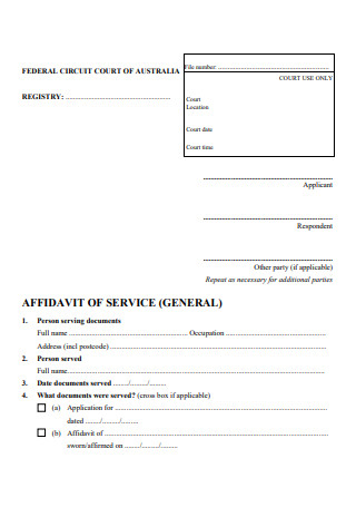 General Affidavit of Service