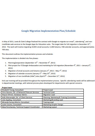Google Migration Implementation Plan