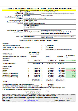 Grant Financial Report Form
