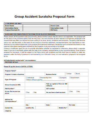 Group Accident Proposal Form