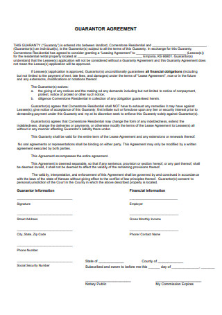 Guarantor Agreement in PDF