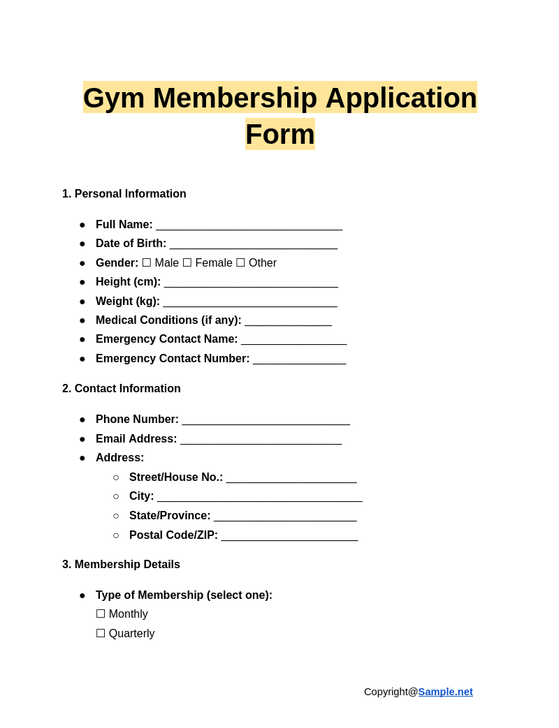 Gym Membership Application Form Google Docs 12 20 2024 04 17 PM