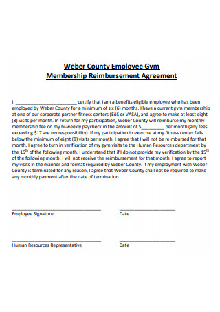 Gym Membership Reimbursement Agreement
