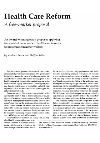 Health Care Market Proposal