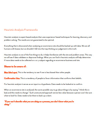 Heuristic Analysis Framework