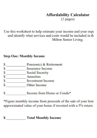 Home Affordability Income Calculator 