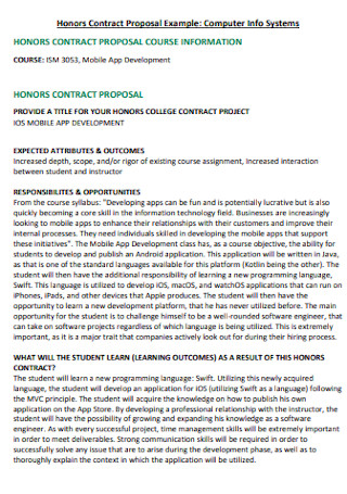 Honors Contract Proposal Example